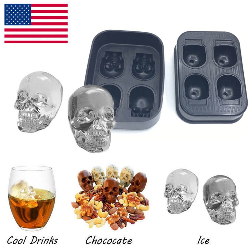 Webake Skull Ice Cube Mold, 10 Cavity Silicone Ice Mold with Lid for  Whiskey Skull Ice