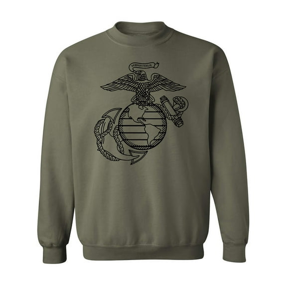 Eagle Globe & Anchor Crewneck Sweatshirt in Military Green