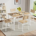 thumbnail image 2 of UHOMEPRO 5 Piece Dining Room Table Set, Wood Kitchen Table and Chair Set, Farmhouse Dining Table Set for 4, Rectangle Dining Table with 4 Chairs for Kitchen Dining Room, Strong Metal Support, Natural, 2 of 9