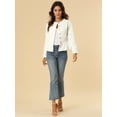 thumbnail image 3 of DARING DIVA Women's Button Down Cropped Ruffle Hem Denim Jacket 3XL White, 3 of 6