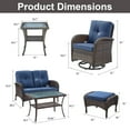 thumbnail image 2 of Opohoro 7-Piece Outdoor Conversation Set with Swivel Rocking Chairs, Patio Loveseat and Ottomans, Coffee & Side Tables, Brown/Blue, 2 of 12
