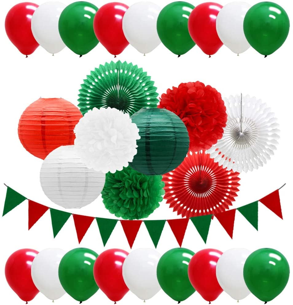 5-PACK Italian Flag Italy Country Tissue Paper Flower Fan Backdrop Wall Kit 