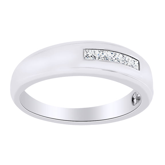 AFFY Round Cut White Natural Diamond Men's Band Ring In 14K Solid White Gold (0.25 Ct)