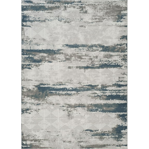 LiviNest 3D Art Modern Area Rug: 7x10 Gray Geometric Rug - Durable Polyester & Jute for Living Room & High Traffic Areas - Kid & Pet Friendly