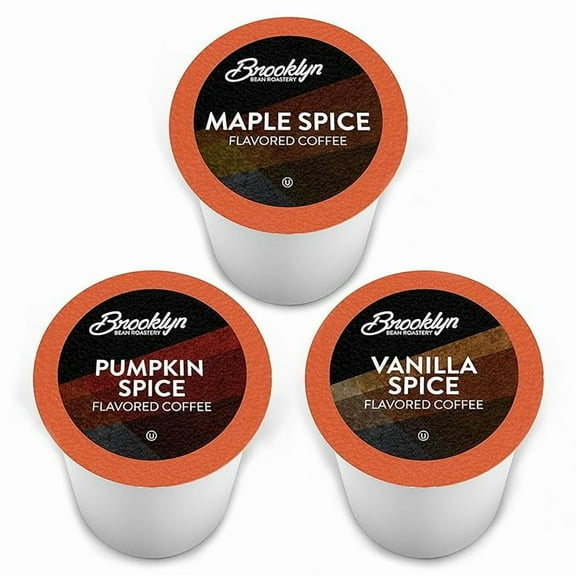 Brooklyn Beans Roastery Coffee Pods, Fall Flavored Variety Pack Sampler (Pumpkin, Maple, Vanilla) - Compatible with Keurig K Cup Brewers Including 2.0 Machines, 40 Count