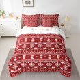 thumbnail image 2 of Manfei Kawaii Snowmen Snowflake 7-Piece Twin Bedding Sets,Kids Christmas Candy Cane Bedding Comforter Set,Red White Sheet Sets For Child,Microfiber Bedroom Decor Reversible, 2 of 8