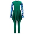thumbnail image 1 of TiaoBug Modest 2 Pcs Swimsuit for Kids Girls Floral Print Long Sleeve Swim Skirts with Pants Beach Cover Up Sets Beach Swimwear Dark Green 6, 1 of 7
