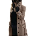 thumbnail image 4 of Qetyuw Womens Trench Coat Casual Long Sleeve Lapel Peacoat Belted Slim Overcoat Winter Chunky Single Breasted Coats, 4 of 6