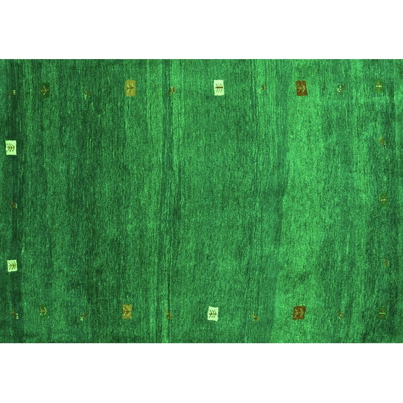 Ahgly Company Indoor Rectangle Abstract Green Contemporary Area Rugs, 7' x 10'
