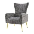 thumbnail image 4 of Velvet Accent Chair, Modern Wingback Armchair with High Back and Golden Metal Legs, Upholstered Sofa Chair Lounge Chair, Mid Century Vanity Chair for Living Room Bedroom, Gray, 4 of 7