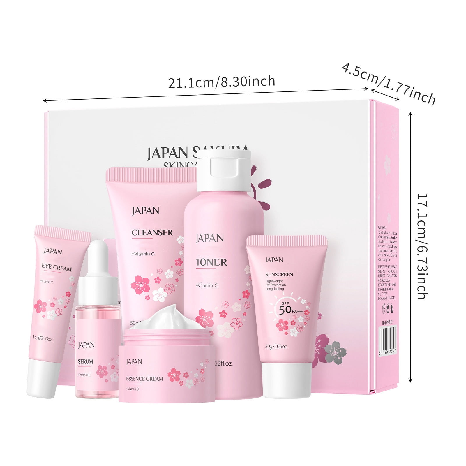 QunYou Travel Set Facial Care Set Cleansing and Nourishing Facial Cleanser 50g Toner 100ml Care 17ml Eye Cream 15g Face Cream 25g Sunscreen 30g