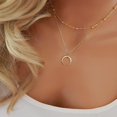 thumbnail image 1 of deux Pices, Or Et Argent,collier Multicouche Avec Pendentif Double Angle Pour Femme Et Fille, 1 of 5