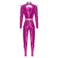 thumbnail image 4 of Haitryli Womens Alien Outer Space Outfits Turtleneck Long Sleeve Jumpsuits Club Party Rave Outfits Hot Pink XXL, 4 of 6