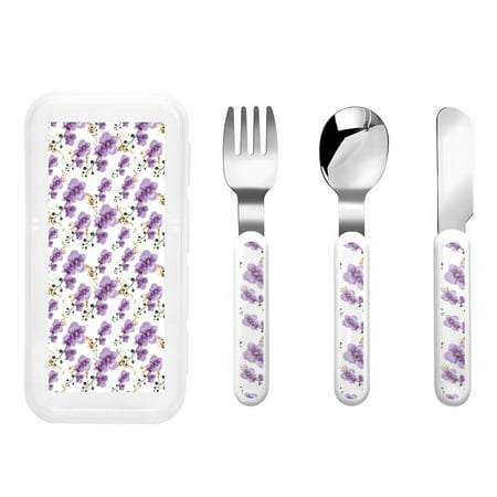 

Zeuib Orchids Flowers Print 3 Pieces Children Fork Spoon Knife Set with Travel Case for Lunch Box Stainless Steel Kids Silverware Flatware Set Kids Utensil Set for School (Fork Spoon Knife)
