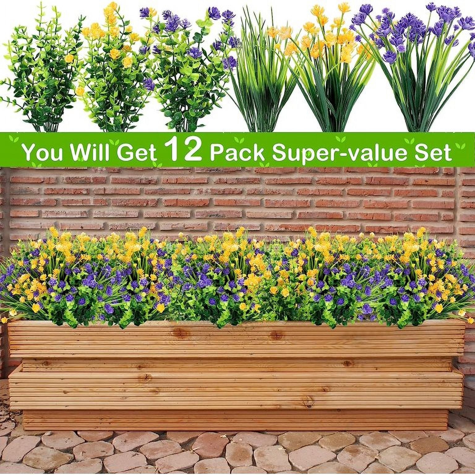 MAMOWEAR Artificial Flowers Outdoor UV Resistant Fake Flowers, Faux Plastic Flowers for Decoration Home Kitchen Garden Wedding Party Décor