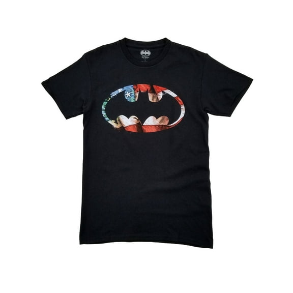 DC Comics Mens Black Patriotic Bat Symbol Batman USA Flag T-Shirt Small