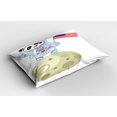 thumbnail image 2 of Panda Pillow Sham Set of 2, Panda Astronaut on the Moon Holding USA Flag Moonwalk Imagination Fantasy Picture, Quality Microfiber Bedding Item for All Seasons, 26" x 20", Red Navy White, by Ambesonne, 2 of 3