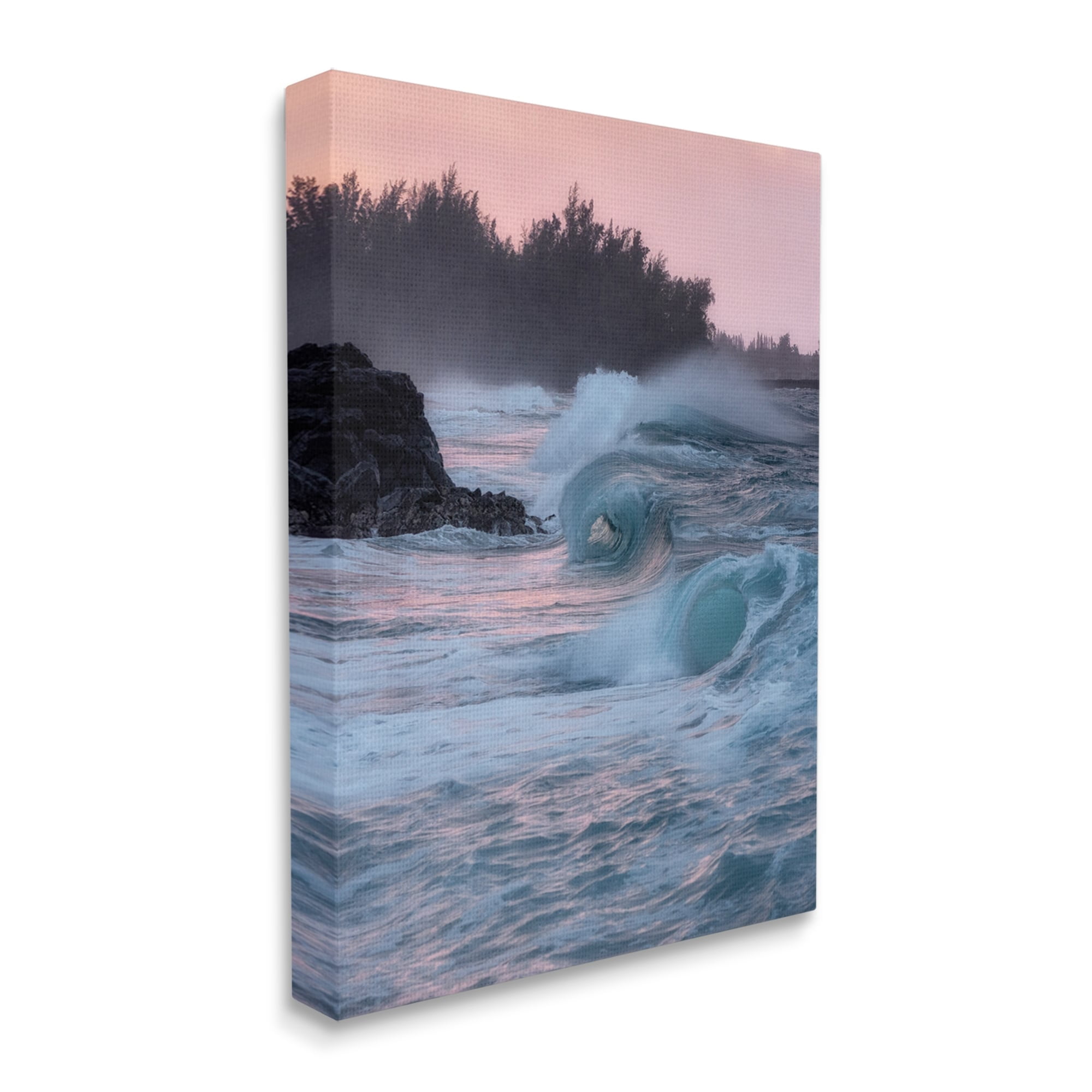 Stupell Industries Rolling Sea Waves Pink Sky Coastal Photography Gallery Wrapped Canvas Print Wall Art