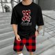 thumbnail image 1 of WILLBEST Conjunto de Camiseta y Pantalones Cortos de Verano para Hombre, Informal, con Estampado de Oso, Diseño A Cuadros, para Gimnasio, Deportes y Vacaciones, 1 of 6