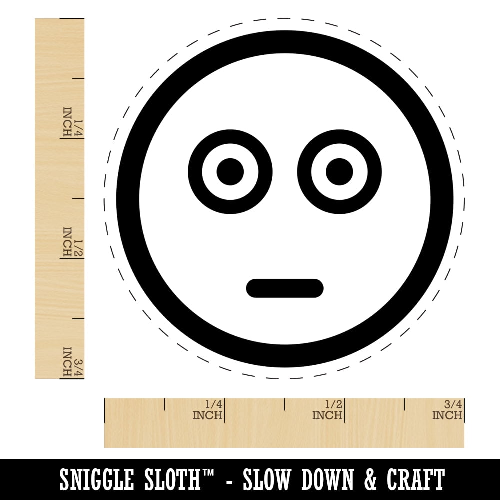 Scared Face Emoticon Self-Inking Rubber Stamp Ink Stamper - Fuchsia Ink - Small 3/4 Inch