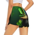 thumbnail image 3 of Xecao's St. Patrick's Day4 for a double-layer running short for women, perfect for gym, tennis, and more, featuring a convenient pocket., 3 of 9
