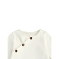 thumbnail image 3 of FAROOT Baby Retro Slant Buttons Blouse, Lace-up Pants, Round Hat 3pcs Clothes, 3 of 9