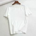 thumbnail image 1 of T-shirt Japonais Court Décontracté Col Rond Simple Personnalisable Couleur Unie Coréenne Blanc kongbaiS, 1 of 3