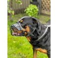 thumbnail image 2 of STRONG Wire Metal muzzle Basket Dog Muzzle Rottweiler,Mastiff Golden Retriever & other (R1, Black/Black Leather), 2 of 5