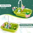 thumbnail image 5 of Ealing Kids Kitchen Sink Toys Playset with Running Water,23Pcs Accessories Pretend Play Kitchen Dishwasher Toy for Toddlers, Green, 5 of 9