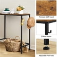 thumbnail image 3 of Narrow Console Entryway Table with Hooks, Rustic Brown, 3 of 5