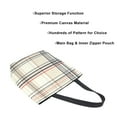 thumbnail image 3 of FORMRS Womens Canvas Tote Bag with Zipper Inner Pocket Shoulder Handbag, Beige Plaid Pattern, 3 of 7