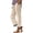 Beige, variant on Women's Cotton Linen Ankle Pants, Plaid Patchwork Hem and Elastic Waist Straight Leg Trousers with Pockets, 9/10 Length Casual Pants for Summer and Vacation-Dark Blue