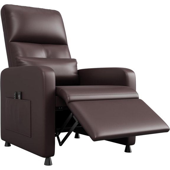 Power Recliner Chair, Adjustable Electric Recliner Ergonomic Overstuffed PU Leather Single Sofa, Tall Back, Padded Seat, 2 Side Pockets and USB Port, Home Theater Seating for Living Room