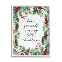 Stupell Industries Merry Little Christmas Script Holiday Painting White Framed Art Print Wall Art, 11 x 14