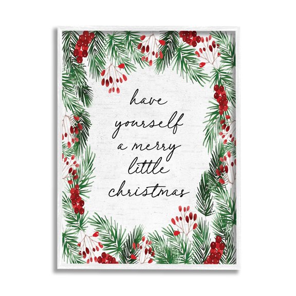 Stupell Industries Merry Little Christmas Script Holiday Painting White Framed Art Print Wall Art, 11 x 14
