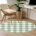 thumbnail image 5 of Sage Green Check 3.3ft Round Rug, Modern Rustic Green Buffalo Plaid Non-Skid Rubber Backing Large Area Rugs - Living Room Bedroom Home Office, Indoor Floor Mat Carpets Washable Rug, 5 of 9