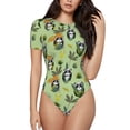thumbnail image 2 of Picia Cute Panda Bear In Greenery Forest Womens One Piece Swimsuits Modest Tummy Control Bathing Suits Lace Up Slimming Swim Suit-Large, 2 of 9