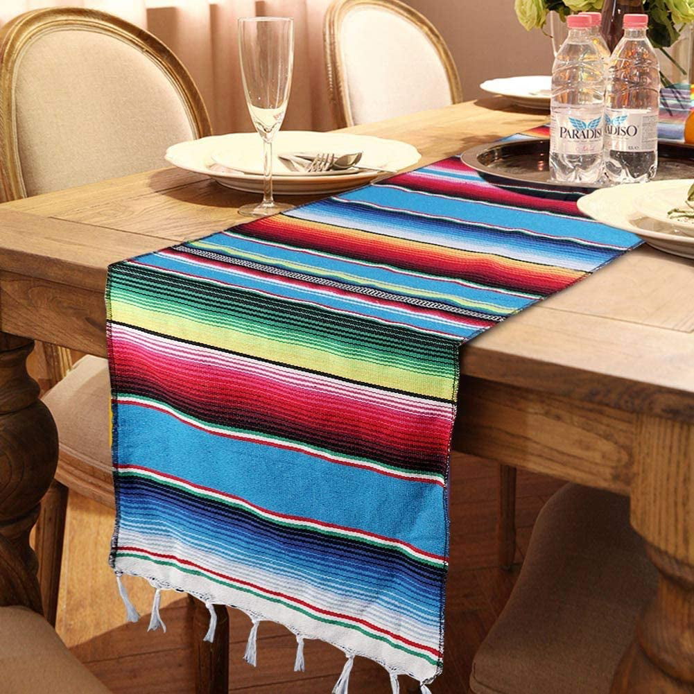 Mexican Serape Table Runner Tablecloth Blanket Car Seat Cover Party Home Decor