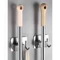 thumbnail image 6 of Lieonvis 4Pcs Mop Holder Self Adhesive Stainless Steel Broom Holder Non-Slip Waterproof Wall Mop Organizer with Hook Hanger for Kitchen Bathroom Garden Garage, 6 of 10