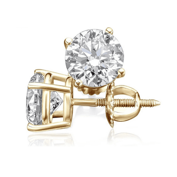 Eternaldia IGI Certified Lab Grown Diamond Solitaire Stud Earrings With 14k Gold/Diamond Stud Earrings for Women With Screw back post/Diamond Color-F, Clarity VS1-VS2 (Yellow Gold 0.50Ct)