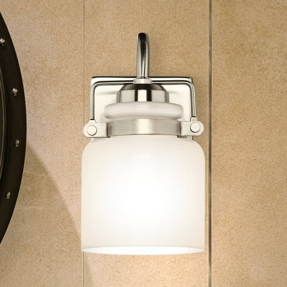Luxury Transitional Bath Light, Large Size: 9''H x 7''W, with Modern Farmhouse Style Elements, Brushed Nickel Finish, UHP4540 from the Bowman Collection by Urban Ambiance