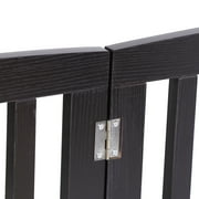 ZENSTYLE Foldable Pet Fence Entryway Dog Fence Pet Gate 4 Panels W/ Protector MDF Frame, Brown
