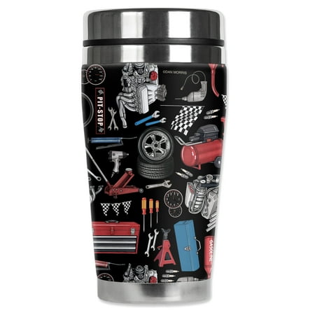 - Mugzie brand 16-Ounce Stainless Steel Travel Mug with Insulated Wetsuit Cover - Auto Mechanic Tools