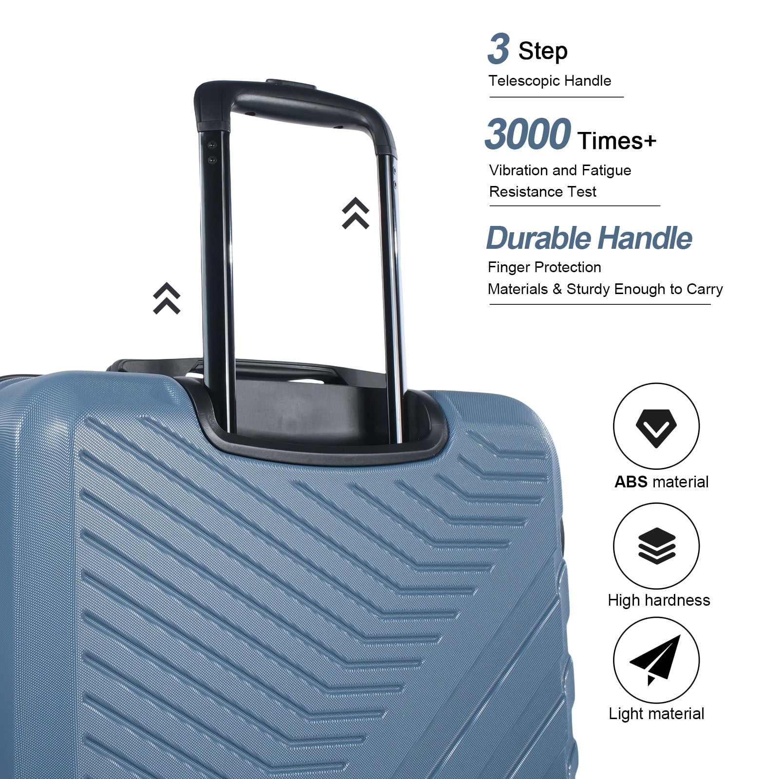Travelhouse 3 Piece Hardshell Luggage Set Hardside Lightweight Suitcase with TSA Lock Spinner Wheels 20in24in28in.(Blue)