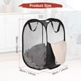 thumbnail image 3 of Cesto de lavandería de malla Uxcell con bolsillo lateral - Cesto plegable para viajes y residencias estudiantiles - Negro, 3 of 6