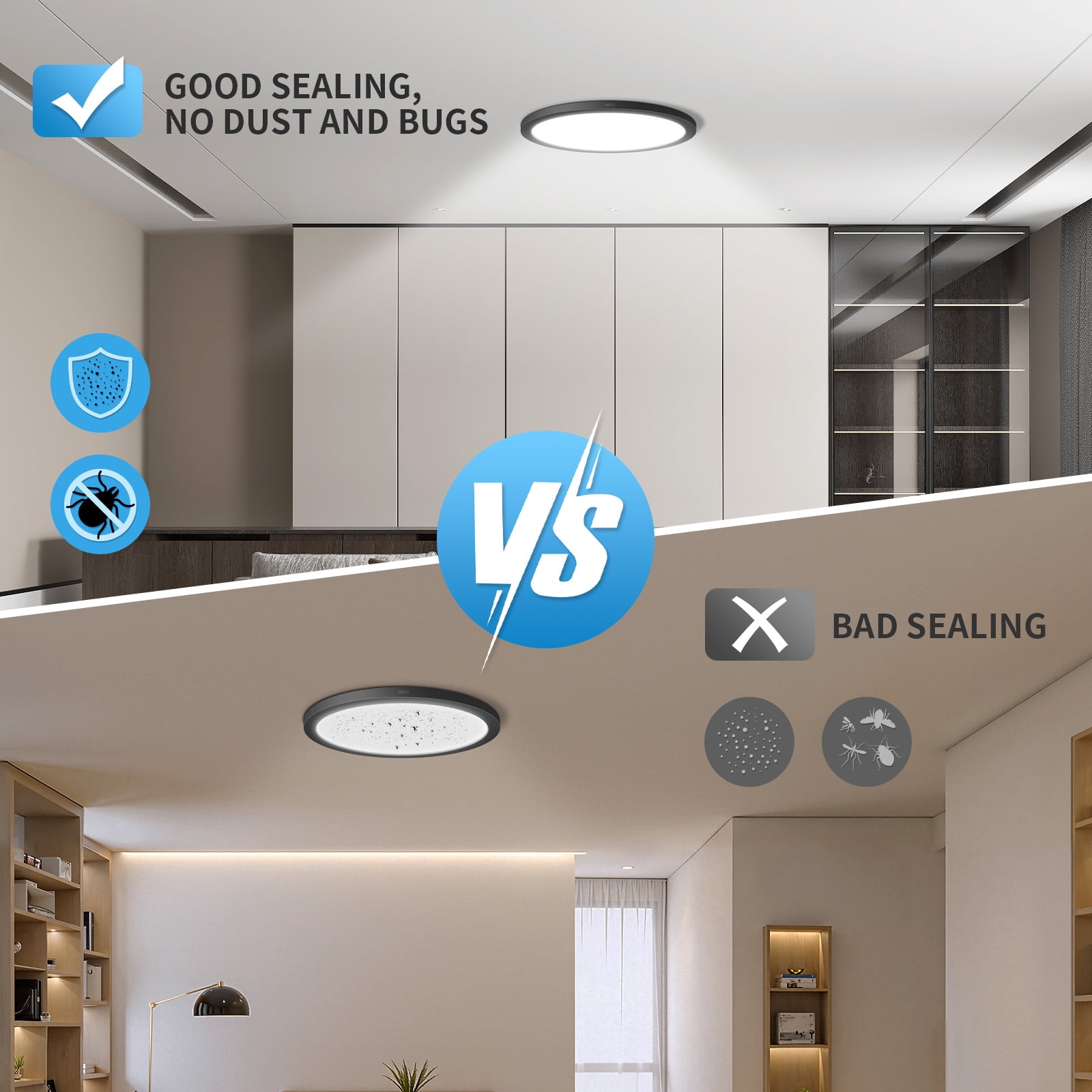 MW Lighting 7 Inch Flush Mount LED Ceiling Light Fixture,14W 120V, 5CCT 2700/3000/3500/4000/5000K,Slim LED Ceiling Lights for Bedroom, Kitchen, Hallway, Laundry,Triac Dimmable