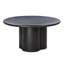 Maklaine Transitional Black Finish Faux Plaster Round Dining Table