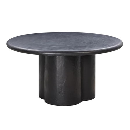 Maklaine Transitional Black Finish Faux Plaster Round Dining Table