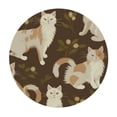 thumbnail image 2 of PIKWEEK  White Cat Seamless Cute Pattern Fitted Round Tablecloth Waterproof Table Cloth with Elastic Edge Wipe Clean Table Cover for Indoor Outdoor White, 2 of 7