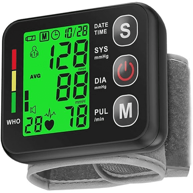 Baumanómetro de Muñeca Digital, Monitor de Presión Arterial Automático con Pantalla LED | Medición Precisa y Rápida, Compacto y Fácil de Usar (Negro) MARCA FARMADAR